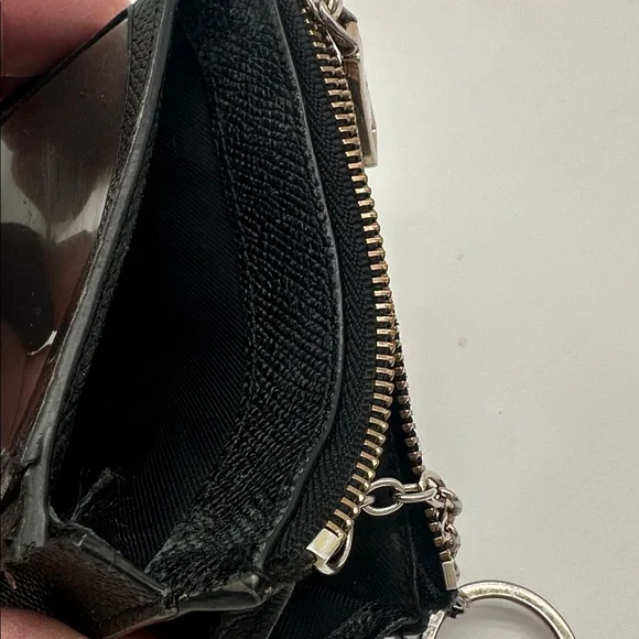 Coach Mini Skinny Cross Grain Leather ID Case Zip Top Closure Attached Key Ring - Picture 6 of 7